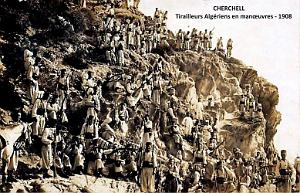 CHERCHELL - TIRAILLEURS ALGERIENS EN MAOEUVRES - 1908